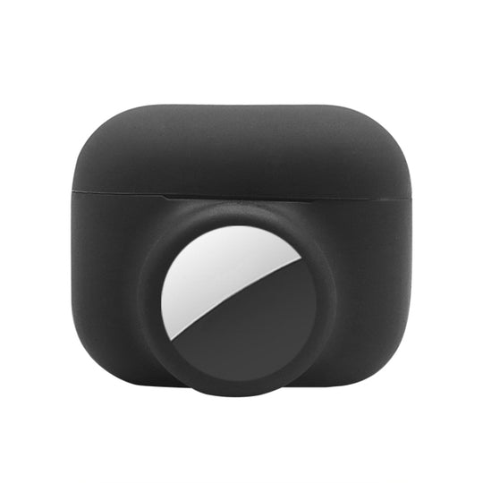 2 in 1 Shockproof Full Coverage Silicone Protective Case For AirPods Pro / AirTag 2nd Gen / AirTag 1st Gen(Black)