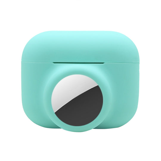 2 in 1 Shockproof Full Coverage Silicone Protective Case For AirPods Pro / AirTag 2nd Gen / AirTag 1st Gen(Teal)
