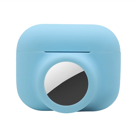 2 in 1 Shockproof Full Coverage Silicone Protective Case For AirPods Pro / AirTag(Blue) - Other by buy2fix | Online Shopping UK | buy2fix