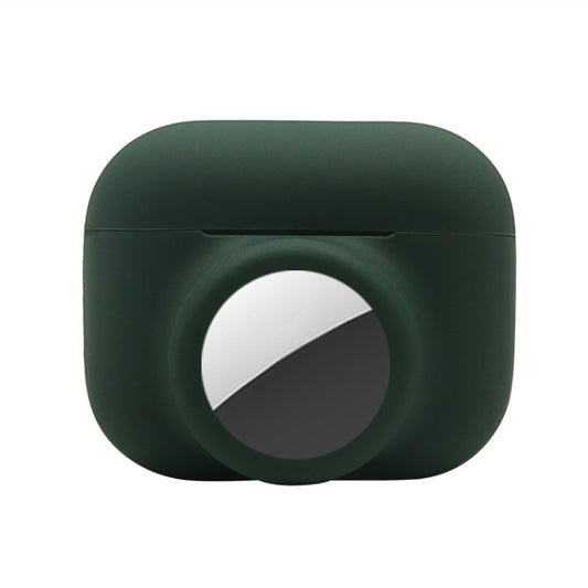 2 in 1 Shockproof Full Coverage Silicone Protective Case For AirPods Pro / AirTag(Dark Green) - Other by buy2fix | Online Shopping UK | buy2fix