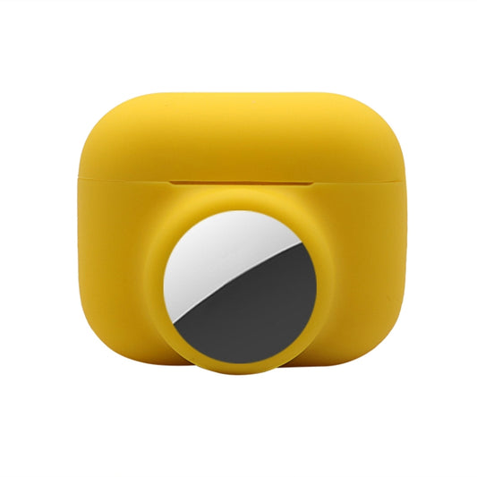 2 in 1 Shockproof Full Coverage Silicone Protective Case For AirPods Pro / AirTag(Yellow) - Other by buy2fix | Online Shopping UK | buy2fix