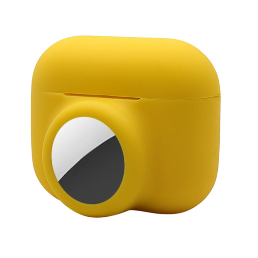 2 in 1 Shockproof Full Coverage Silicone Protective Case For AirPods Pro / AirTag(Yellow) by buy2fix