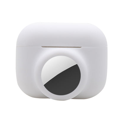 2 in 1 Shockproof Full Coverage Silicone Protective Case For AirPods Pro / AirTag(White) - Other by buy2fix | Online Shopping UK | buy2fix