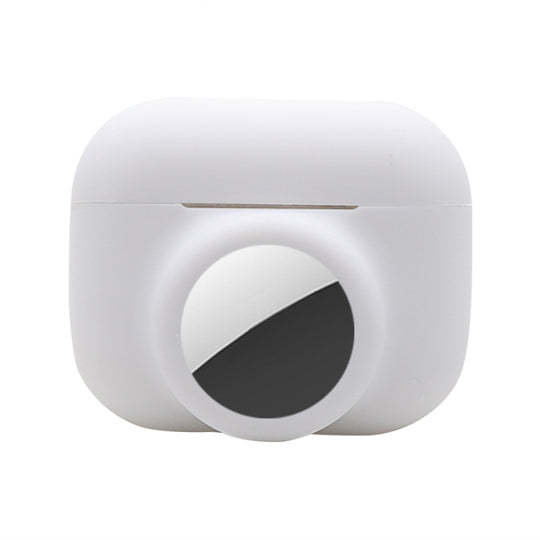 2 in 1 Shockproof Full Coverage Silicone Protective Case For AirPods Pro / AirTag 2nd Gen / AirTag 1st Gen(White)