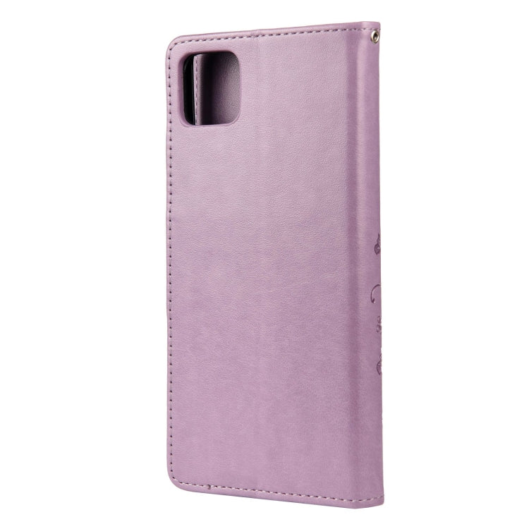 For Samsung Galaxy A22 5G Butterfly Flower Pattern Horizontal Flip Leather Case with Holder & Card Slots & Wallet(Light Purple) - Galaxy Phone Cases by buy2fix | Online Shopping UK | buy2fix