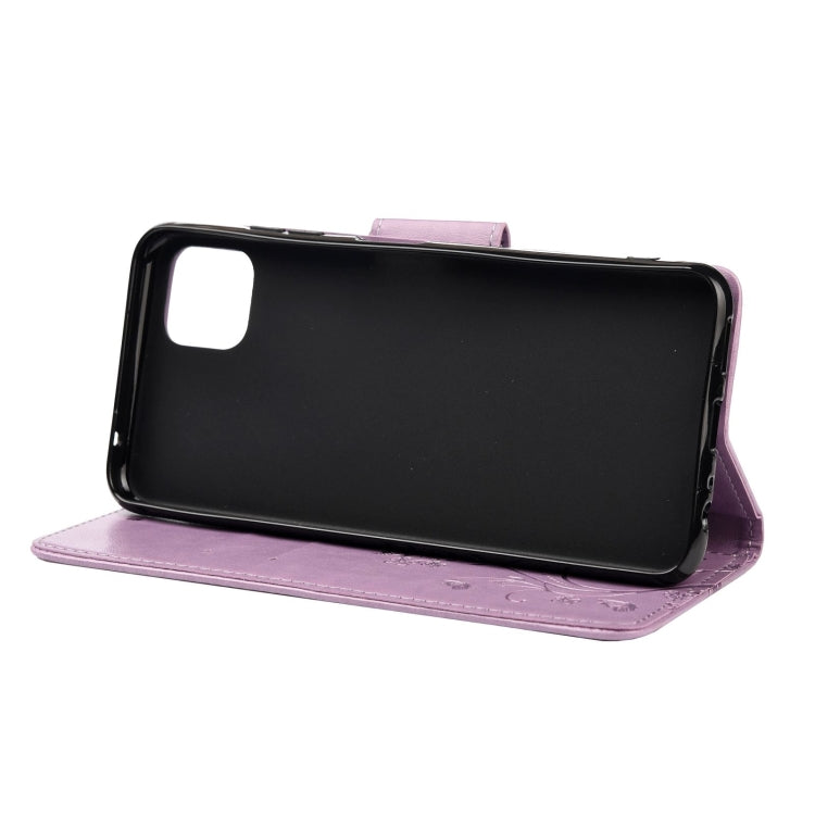 For Samsung Galaxy A22 5G Butterfly Flower Pattern Horizontal Flip Leather Case with Holder & Card Slots & Wallet(Light Purple) - Galaxy Phone Cases by buy2fix | Online Shopping UK | buy2fix