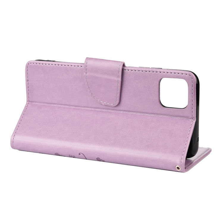 For Samsung Galaxy A22 5G Butterfly Flower Pattern Horizontal Flip Leather Case with Holder & Card Slots & Wallet(Light Purple) - Galaxy Phone Cases by buy2fix | Online Shopping UK | buy2fix