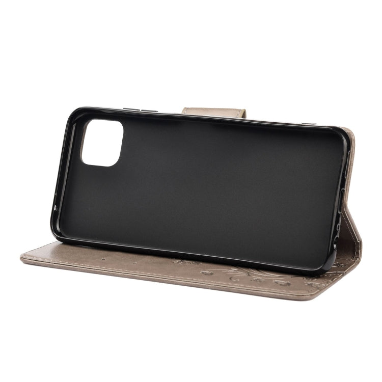 For Samsung Galaxy A22 5G Butterfly Flower Pattern Horizontal Flip Leather Case with Holder & Card Slots & Wallet(Grey) by buy2fix