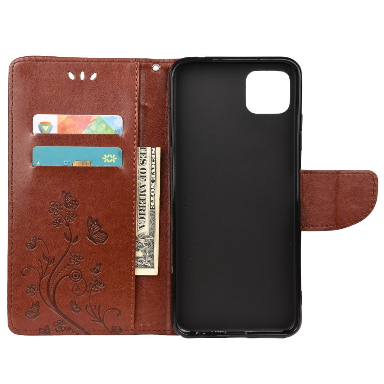 For Samsung Galaxy A22 5G Butterfly Flower Pattern Horizontal Flip Leather Case with Holder & Card Slots & Wallet(Brown) by buy2fix