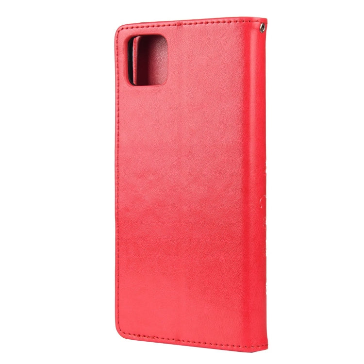 For Samsung Galaxy A22 5G Butterfly Flower Pattern Horizontal Flip Leather Case with Holder & Card Slots & Wallet(Red) by buy2fix
