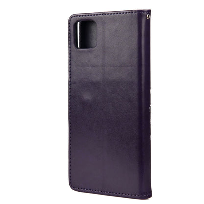 For Samsung Galaxy A22 5G Butterfly Flower Pattern Horizontal Flip Leather Case with Holder & Card Slots & Wallet(Deep Purple) by buy2fix
