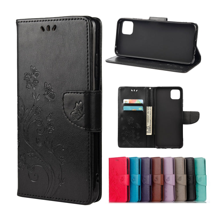 For Samsung Galaxy A22 5G Butterfly Flower Pattern Horizontal Flip Leather Case with Holder & Card Slots & Wallet(Black) by buy2fix