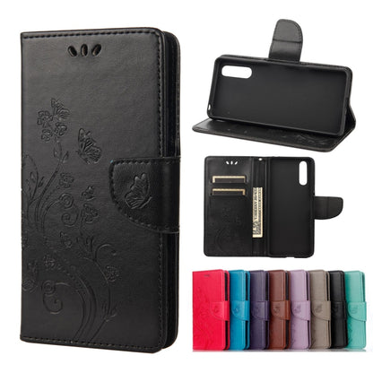 For Sony Xperia 10 III Butterfly Flower Pattern Horizontal Flip Leather Case with Holder & Card Slots & Wallet(Black) by buy2fix