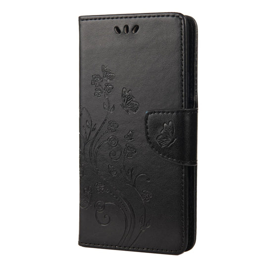 For Sony Xperia 10 III Butterfly Flower Pattern Horizontal Flip Leather Case with Holder & Card Slots & Wallet(Black) by buy2fix
