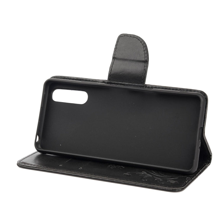 For Sony Xperia 10 III Butterfly Flower Pattern Horizontal Flip Leather Case with Holder & Card Slots & Wallet(Black) by buy2fix