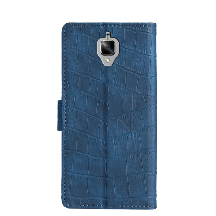 For OnePlus 3 Skin Feel Crocodile Texture Magnetic Clasp Horizontal Flip PU Leather Case with Holder & Card Slots & Wallet(Blue) - OnePlus Cases by buy2fix | Online Shopping UK | buy2fix