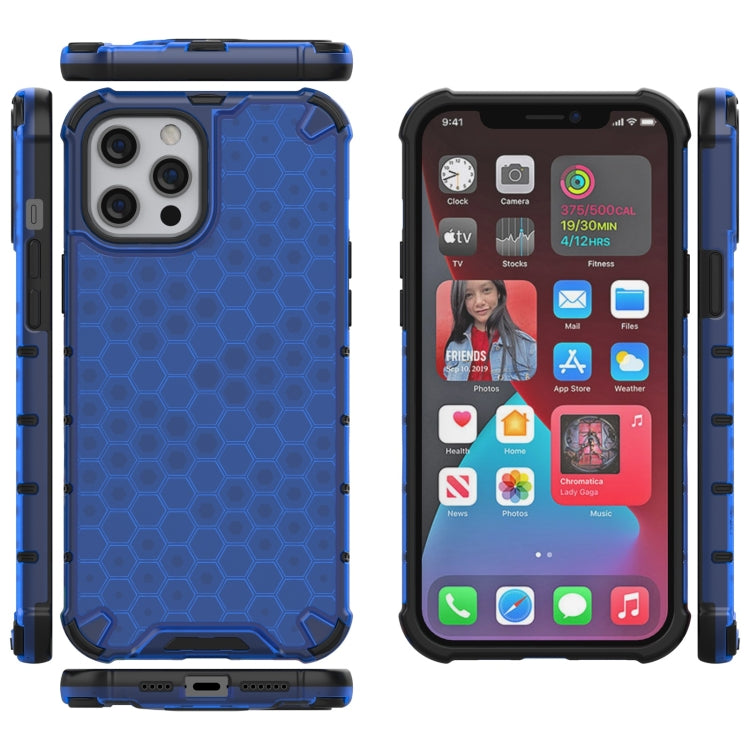 For iPhone 13 Pro Max Shockproof Honeycomb PC + TPU Protective Case (Blue) by buy2fix