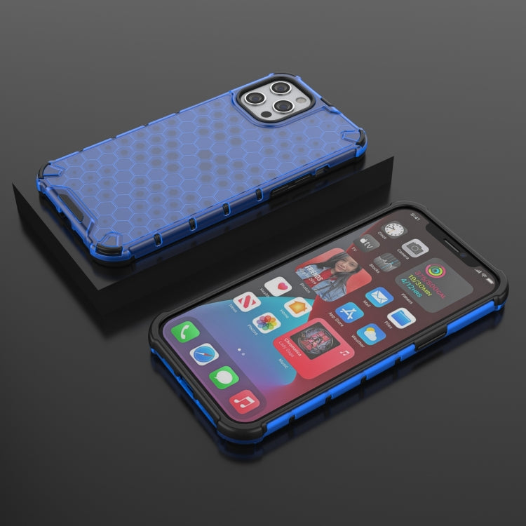 For iPhone 13 Pro Max Shockproof Honeycomb PC + TPU Protective Case (Blue) by buy2fix