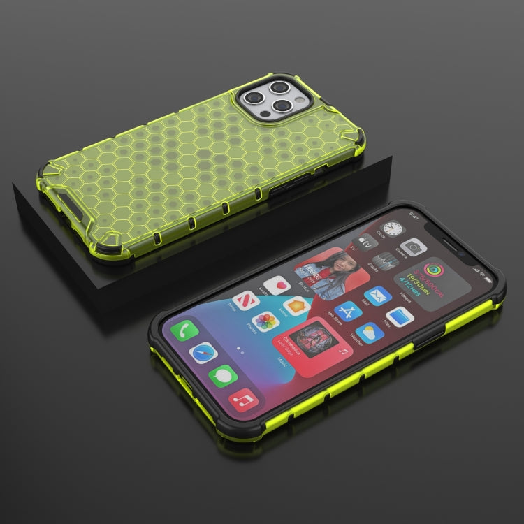 For iPhone 13 Pro Max Shockproof Honeycomb PC + TPU Protective Case (Green) by buy2fix