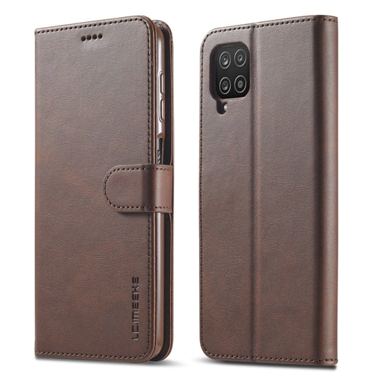 For Samsung Galaxy A22 4G LC.IMEEKE Calf Texture Horizontal Flip Leather Case with Holder & Card Slots & Wallet(Brown)
