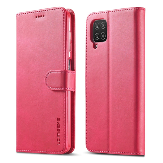 For Samsung Galaxy A22 4G LC.IMEEKE Calf Texture Horizontal Flip Leather Case with Holder & Card Slots & Wallet(Red)