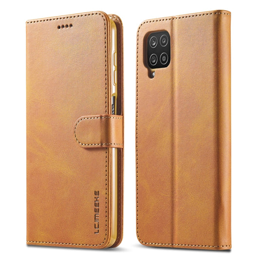 For Samsung Galaxy A22 4G LC.IMEEKE Calf Texture Horizontal Flip Leather Case with Holder & Card Slots & Wallet(Yellow)