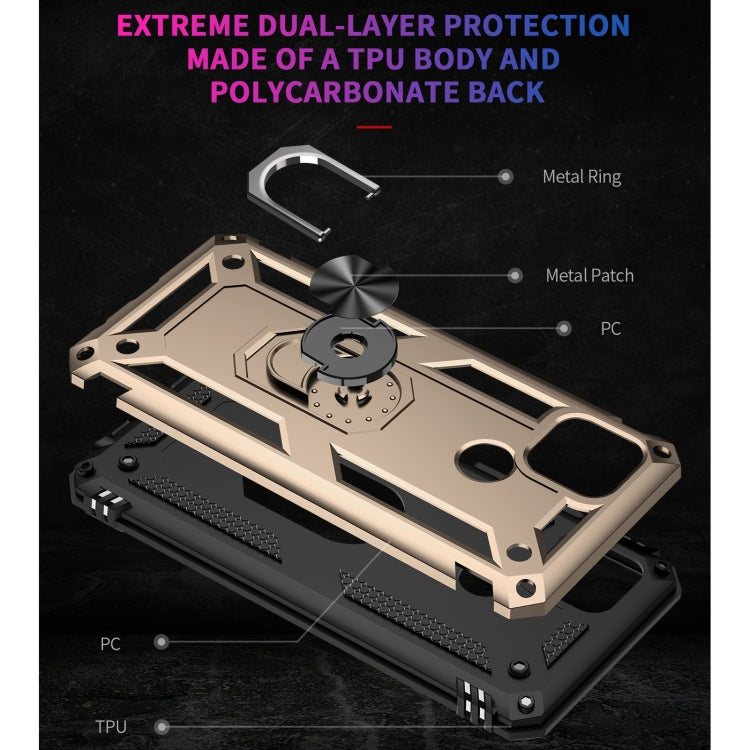For OPPO A15 Shockproof TPU + PC Protective Case with 360 Degree Rotating Holder(Gold) by buy2fix