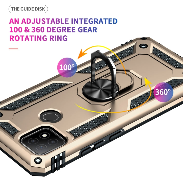 For OPPO A15 Shockproof TPU + PC Protective Case with 360 Degree Rotating Holder(Gold) by buy2fix