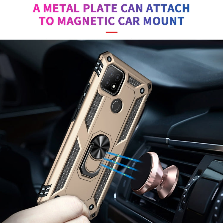 For OPPO A15 Shockproof TPU + PC Protective Case with 360 Degree Rotating Holder(Gold) by buy2fix
