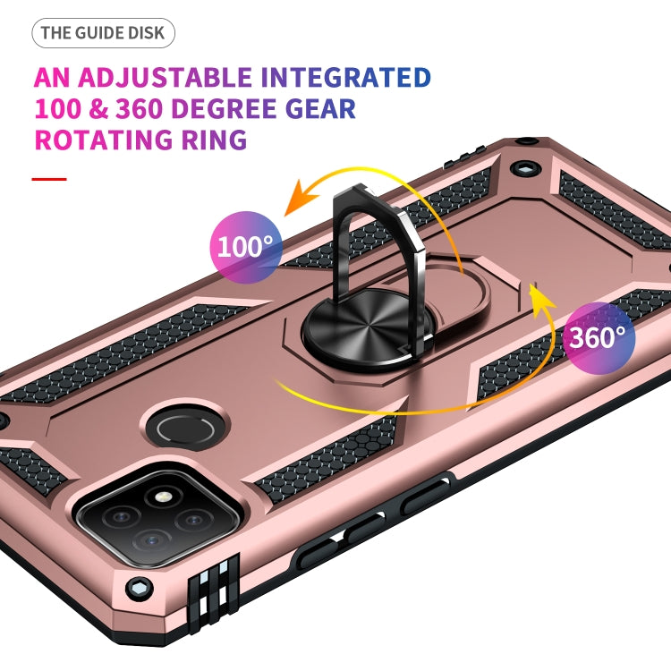 For OPPO A15 Shockproof TPU + PC Protective Case with 360 Degree Rotating Holder(Rose Gold) - OPPO Cases by buy2fix | Online Shopping UK | buy2fix