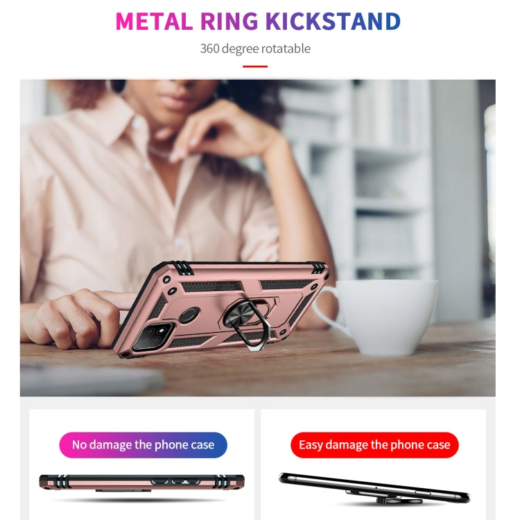For OPPO A15 Shockproof TPU + PC Protective Case with 360 Degree Rotating Holder(Rose Gold) - OPPO Cases by buy2fix | Online Shopping UK | buy2fix