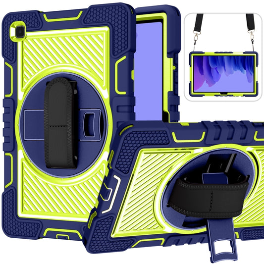360 Degree Rotation Contrast Color Shockproof Silicone + PC Case with Holder & Hand Grip Strap & Shoulder Strap For Samsung Galaxy Tab A7 10.4 (2020) T500/T505(Navy Blue+Yellow Green) - Other Galaxy Tab PC by buy2fix | Online Shopping UK | buy2fix