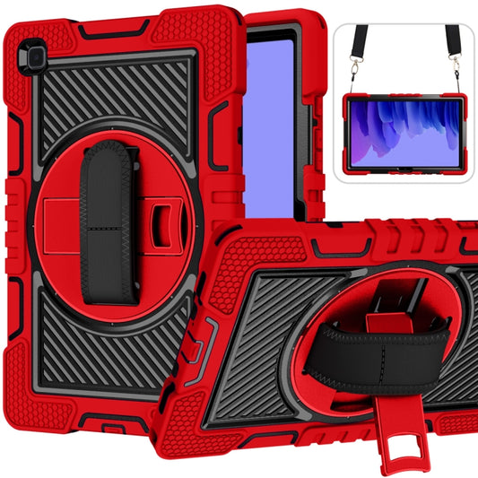 360 Degree Rotation Contrast Color Shockproof Silicone + PC Case with Holder & Hand Grip Strap & Shoulder Strap For Samsung Galaxy Tab A7 10.4 (2020) T500/T505(Red+Black) - Other Galaxy Tab PC by buy2fix | Online Shopping UK | buy2fix