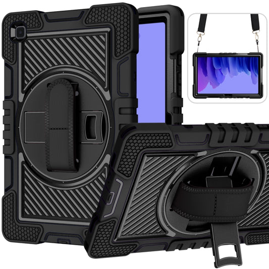 360 Degree Rotation Contrast Color Shockproof Silicone + PC Case with Holder & Hand Grip Strap & Shoulder Strap For Samsung Galaxy Tab A7 10.4 (2020) T500/T505(Black) - Other Galaxy Tab PC by buy2fix | Online Shopping UK | buy2fix