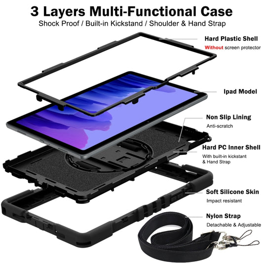 360 Degree Rotation Contrast Color Shockproof Silicone + PC Case with Holder & Hand Grip Strap & Shoulder Strap For Samsung Galaxy Tab A7 10.4 (2020) T500/T505(Black) - Other Galaxy Tab PC by buy2fix | Online Shopping UK | buy2fix