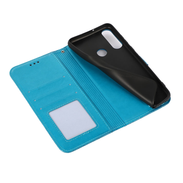 For Huawei Y6p Skin Feel Embossed Sunflower Horizontal Flip Leather Case with Holder & Card Slots & Wallet & Lanyard(Blue) - Huawei Cases by buy2fix | Online Shopping UK | buy2fix