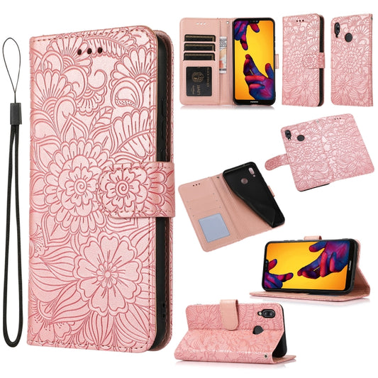For Huawei P20 lite Skin Feel Embossed Sunflower Horizontal Flip Leather Case with Holder & Card Slots & Wallet & Lanyard(Rose Gold) - Huawei Cases by buy2fix | Online Shopping UK | buy2fix