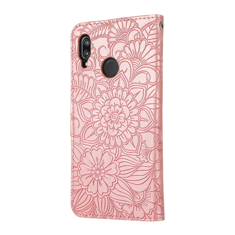 For Huawei P20 lite Skin Feel Embossed Sunflower Horizontal Flip Leather Case with Holder & Card Slots & Wallet & Lanyard(Rose Gold) - Huawei Cases by buy2fix | Online Shopping UK | buy2fix