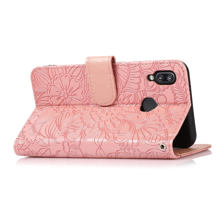 For Huawei P20 lite Skin Feel Embossed Sunflower Horizontal Flip Leather Case with Holder & Card Slots & Wallet & Lanyard(Rose Gold) - Huawei Cases by buy2fix | Online Shopping UK | buy2fix
