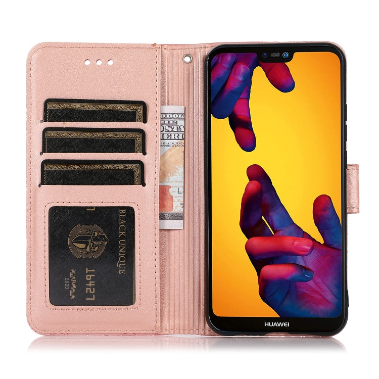 For Huawei P20 lite Skin Feel Embossed Sunflower Horizontal Flip Leather Case with Holder & Card Slots & Wallet & Lanyard(Rose Gold) - Huawei Cases by buy2fix | Online Shopping UK | buy2fix