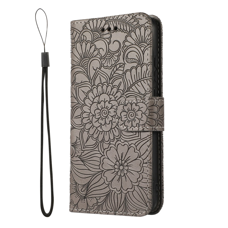 For Huawei P20 lite Skin Feel Embossed Sunflower Horizontal Flip Leather Case with Holder & Card Slots & Wallet & Lanyard(Grey) - Huawei Cases by buy2fix | Online Shopping UK | buy2fix