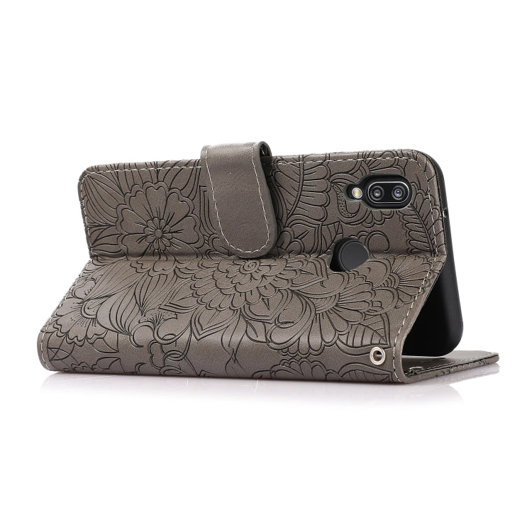 For Huawei P20 lite Skin Feel Embossed Sunflower Horizontal Flip Leather Case with Holder & Card Slots & Wallet & Lanyard(Grey) - Huawei Cases by buy2fix | Online Shopping UK | buy2fix