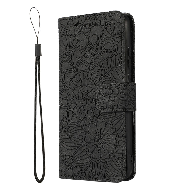 For Huawei P20 lite Skin Feel Embossed Sunflower Horizontal Flip Leather Case with Holder & Card Slots & Wallet & Lanyard(Black) - Huawei Cases by buy2fix | Online Shopping UK | buy2fix