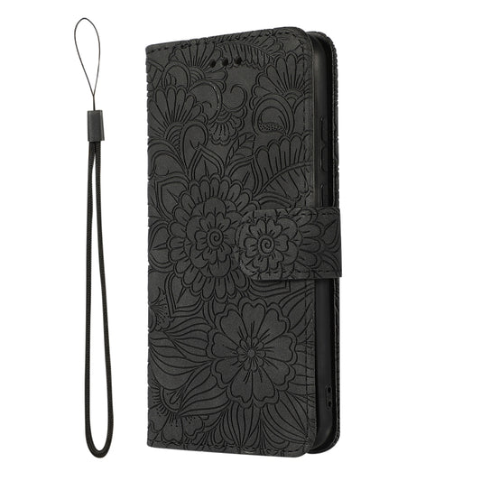For Huawei P20 lite Skin Feel Embossed Sunflower Horizontal Flip Leather Case with Holder & Card Slots & Wallet & Lanyard(Black) - Huawei Cases by buy2fix | Online Shopping UK | buy2fix