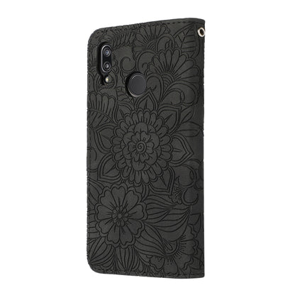 For Huawei P20 lite Skin Feel Embossed Sunflower Horizontal Flip Leather Case with Holder & Card Slots & Wallet & Lanyard(Black) - Huawei Cases by buy2fix | Online Shopping UK | buy2fix