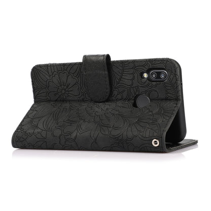 For Huawei P20 lite Skin Feel Embossed Sunflower Horizontal Flip Leather Case with Holder & Card Slots & Wallet & Lanyard(Black) - Huawei Cases by buy2fix | Online Shopping UK | buy2fix