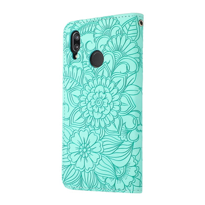 For Huawei P20 lite Skin Feel Embossed Sunflower Horizontal Flip Leather Case with Holder & Card Slots & Wallet & Lanyard(Green) - Huawei Cases by buy2fix | Online Shopping UK | buy2fix