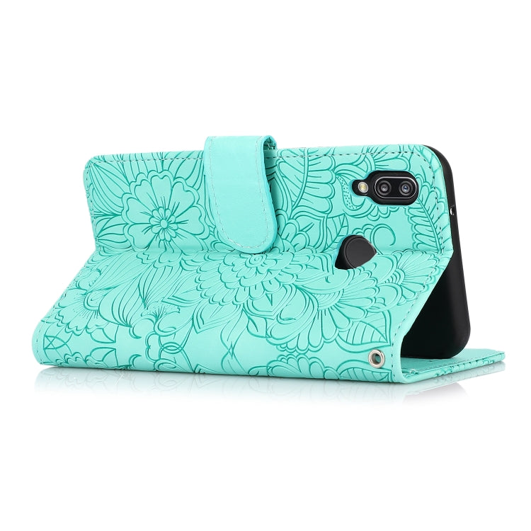 For Huawei P20 lite Skin Feel Embossed Sunflower Horizontal Flip Leather Case with Holder & Card Slots & Wallet & Lanyard(Green) - Huawei Cases by buy2fix | Online Shopping UK | buy2fix