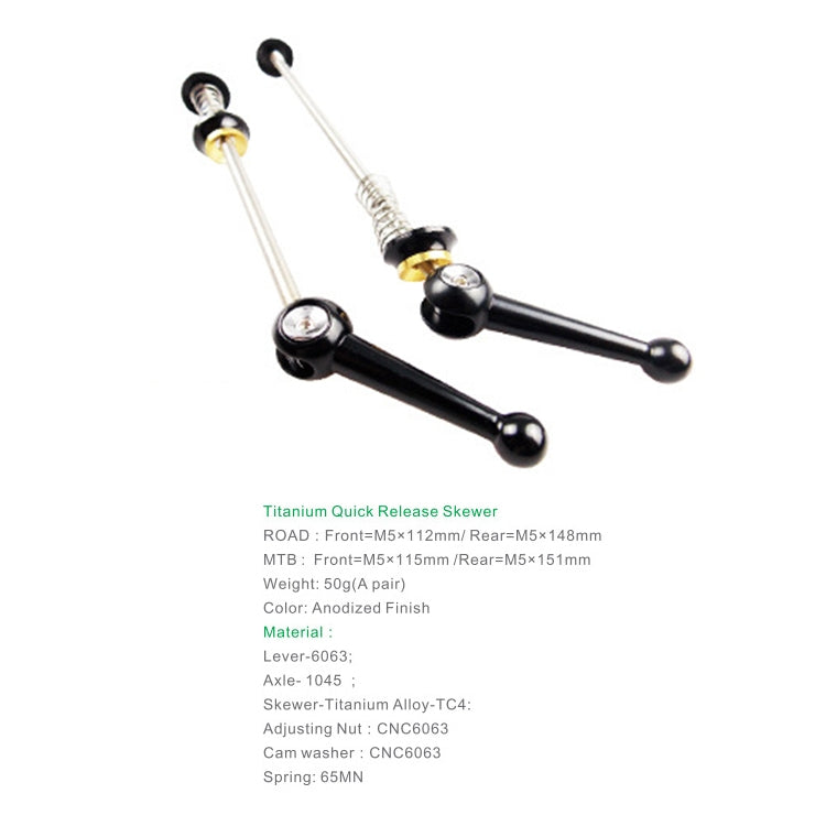 BIKERSAY Bicycle Skewers Quick Release Titanium Axle QR Wheel Hub Skewer For MTB Bicycle, Model:QR003 by BIKERSAY