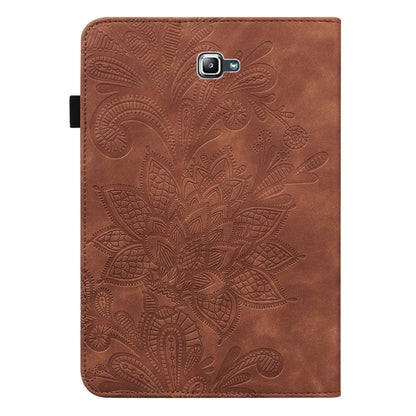 For Samsung Galaxy Tab A A6 10.1 inch 2016 Lace Flower Embossing Pattern Horizontal Flip Leather Case with Holder & Card Slots & Wallet & Photo Frame(Brown) - Other Galaxy Tab PC by buy2fix | Online Shopping UK | buy2fix